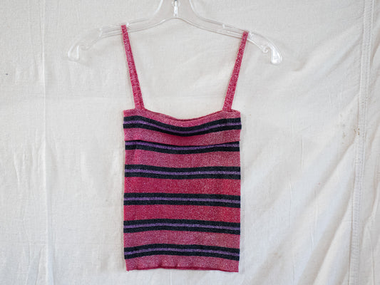 vintage 1970s deadstock striped sparkly metallic top