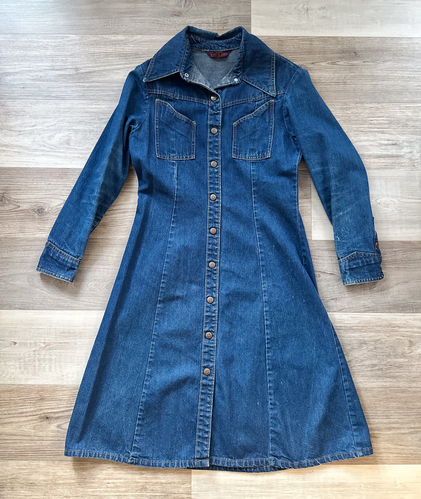 vintage 70s landlubber denim dress