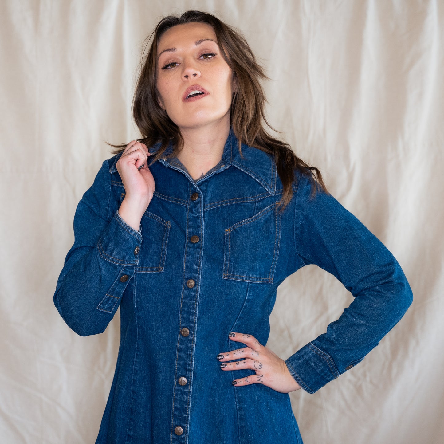 vintage 70s landlubber denim dress