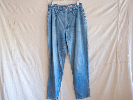 PIZZAZZ vintage 80s studded high waisted mom jeans / 28x28