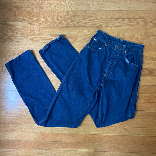 vintage 80s high waisted dark wash denim jeans / 25" waist 34" inseam
