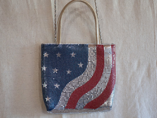 vintage y2k mesh metal american flag formal purse
