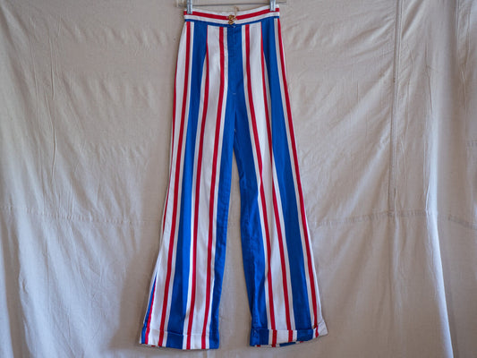 BOBBIE BROOKS vintage 60s red white & blue striped wide leg high waisted pants