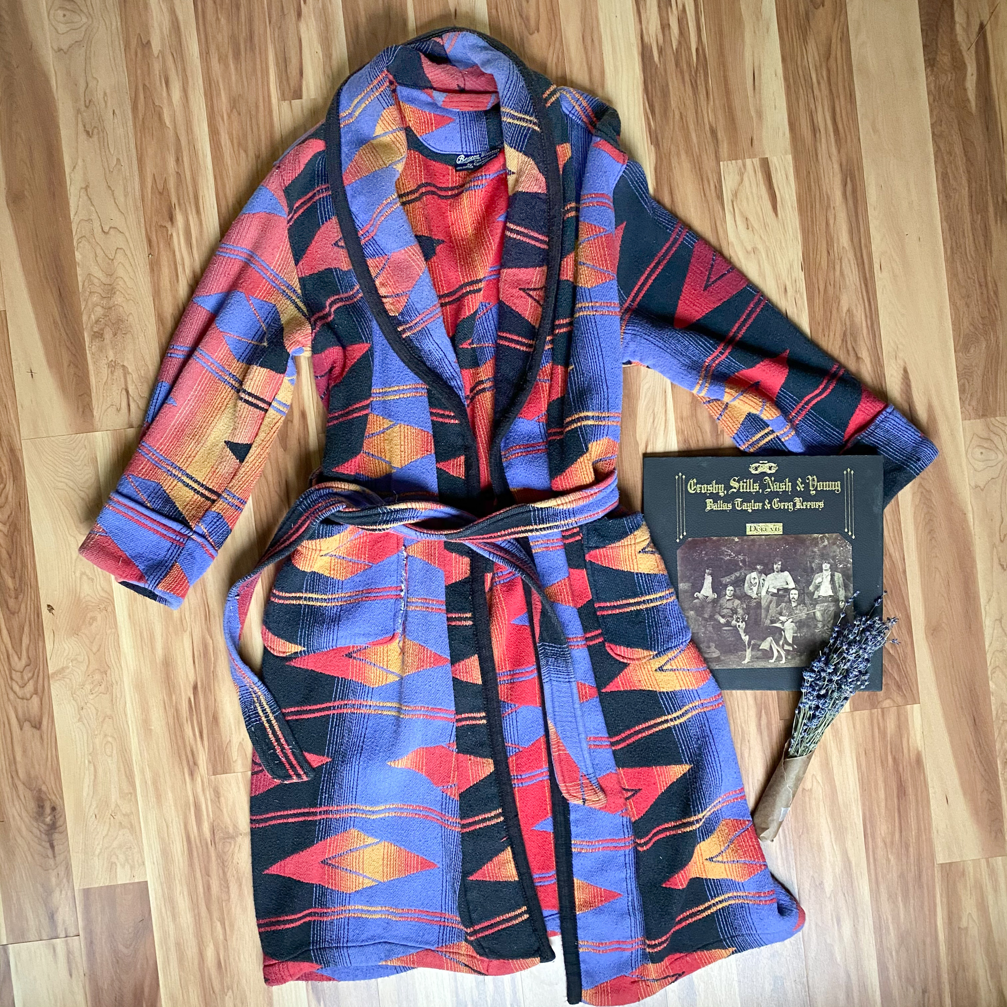 Kleding Gender-neutrale kleding volwassenen Pyjamas & Badjassen Jurken Vintage 1930s Beacon Blanket Robe Coat Southwestern Native Aztec Pattern Brown Gray One Size 