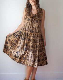 50s brown pattern dress 2